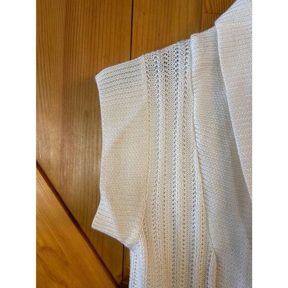 VINTAGE Maurices White Short Sleeve Button Knit Cardigan Size Medium (5242) - Picture 2 of 6